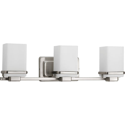Progress Lighting Metric 3 light bath vanity wall light in brushed nickel