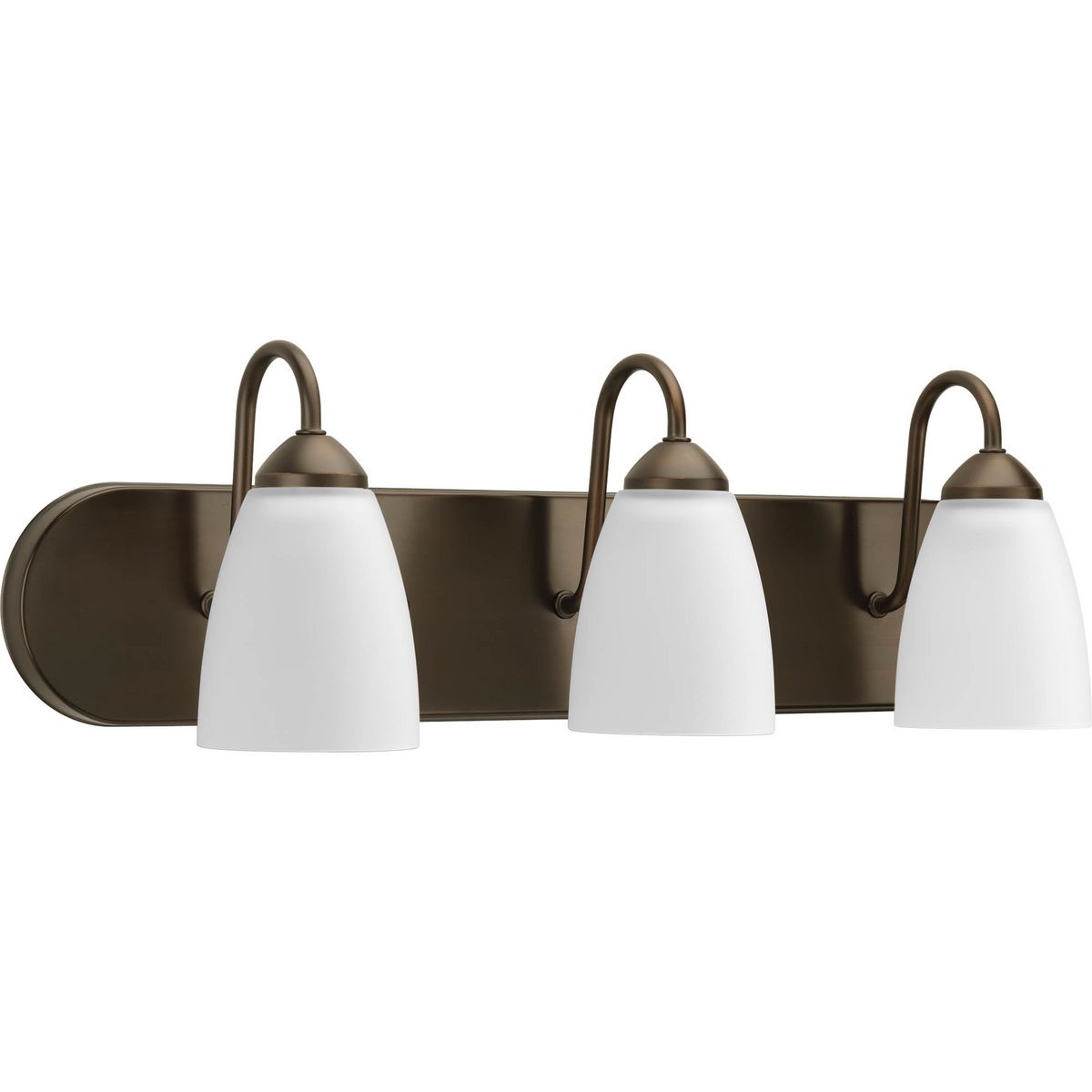 Progress Lighting P2708-20 Gather 3 Light Antique Bronze Bath Vanity Wall Light with etched glass shades