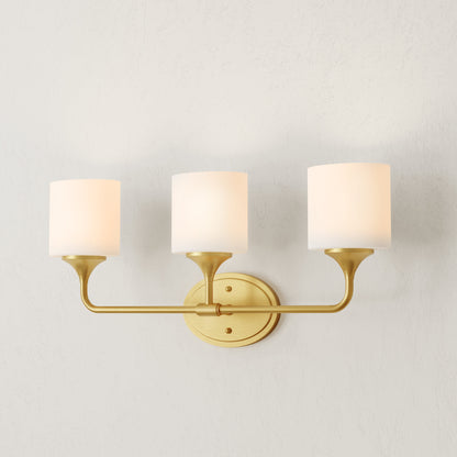 Progress Lighting P2803-191 Lynzie 3 light brushed gold bath vanity wall light illuminated