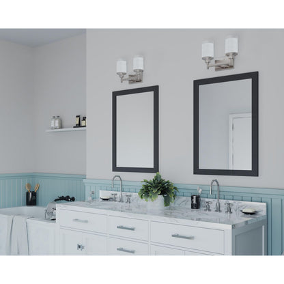 Progress Lighting P2977-09 Alexa 2 light brushed nickel bath vanity wall light in bathroom setting
