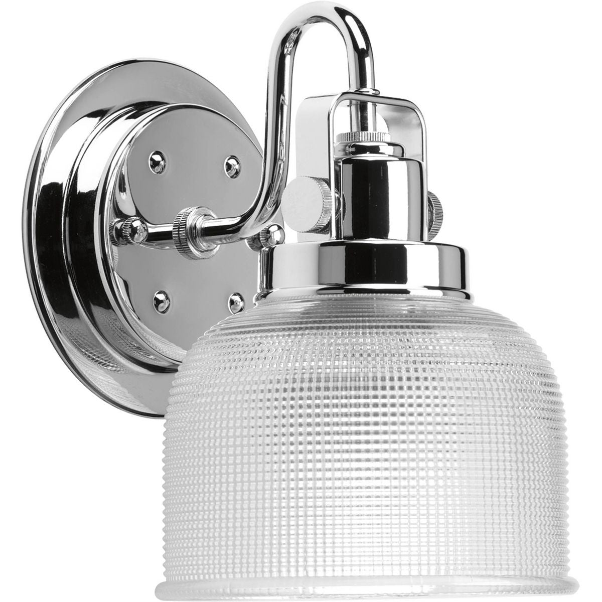 Progress Lighting Archie 1 light polished chrome bath vanity wall light with clear prismatic glass