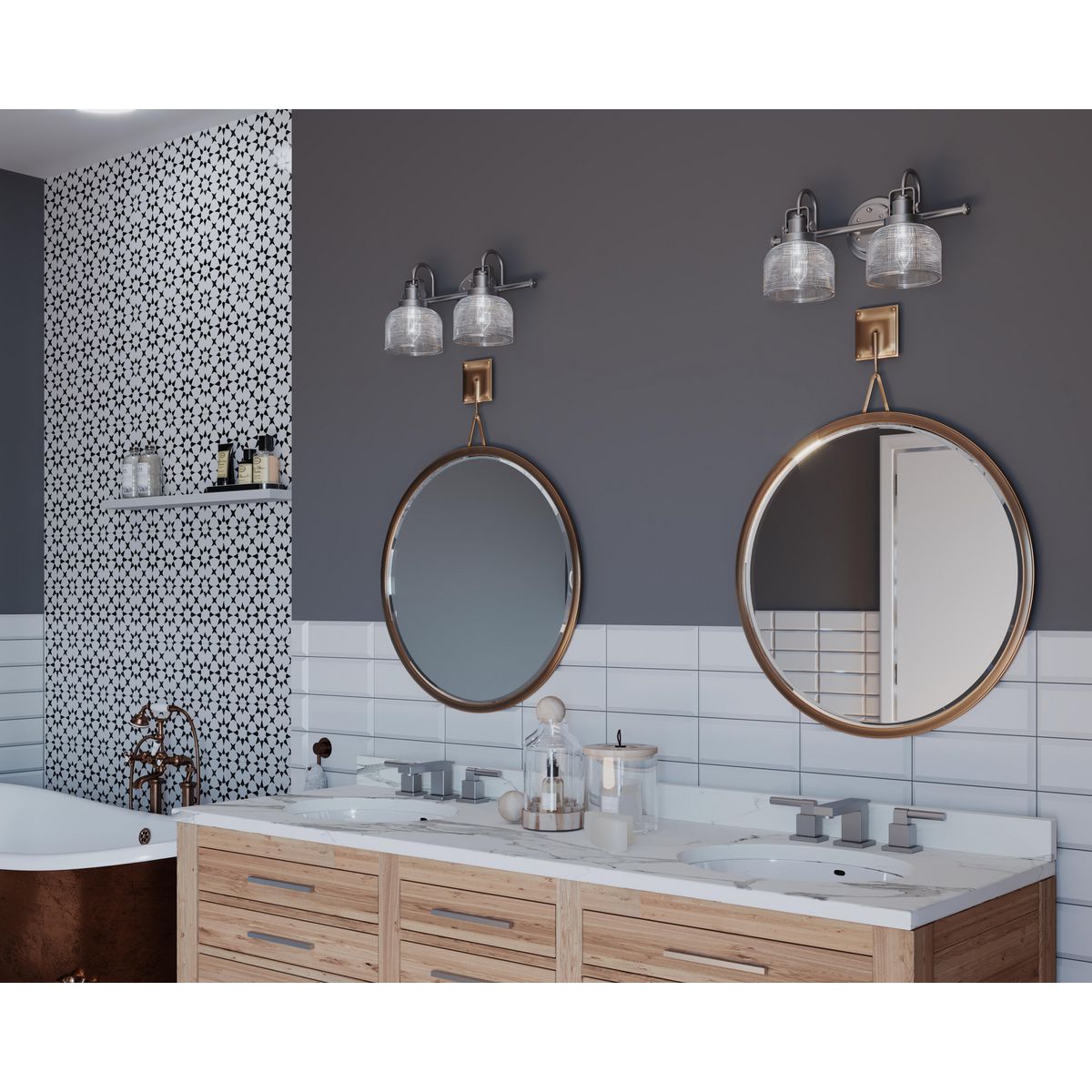 Progress Lighting Archie P2991-81 bath vanity wall light in bathroom setting