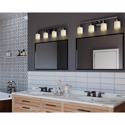 Progress Lighting P2998-20 Alexa 4 light antique bronze bath vanity wall light in bathroom setting