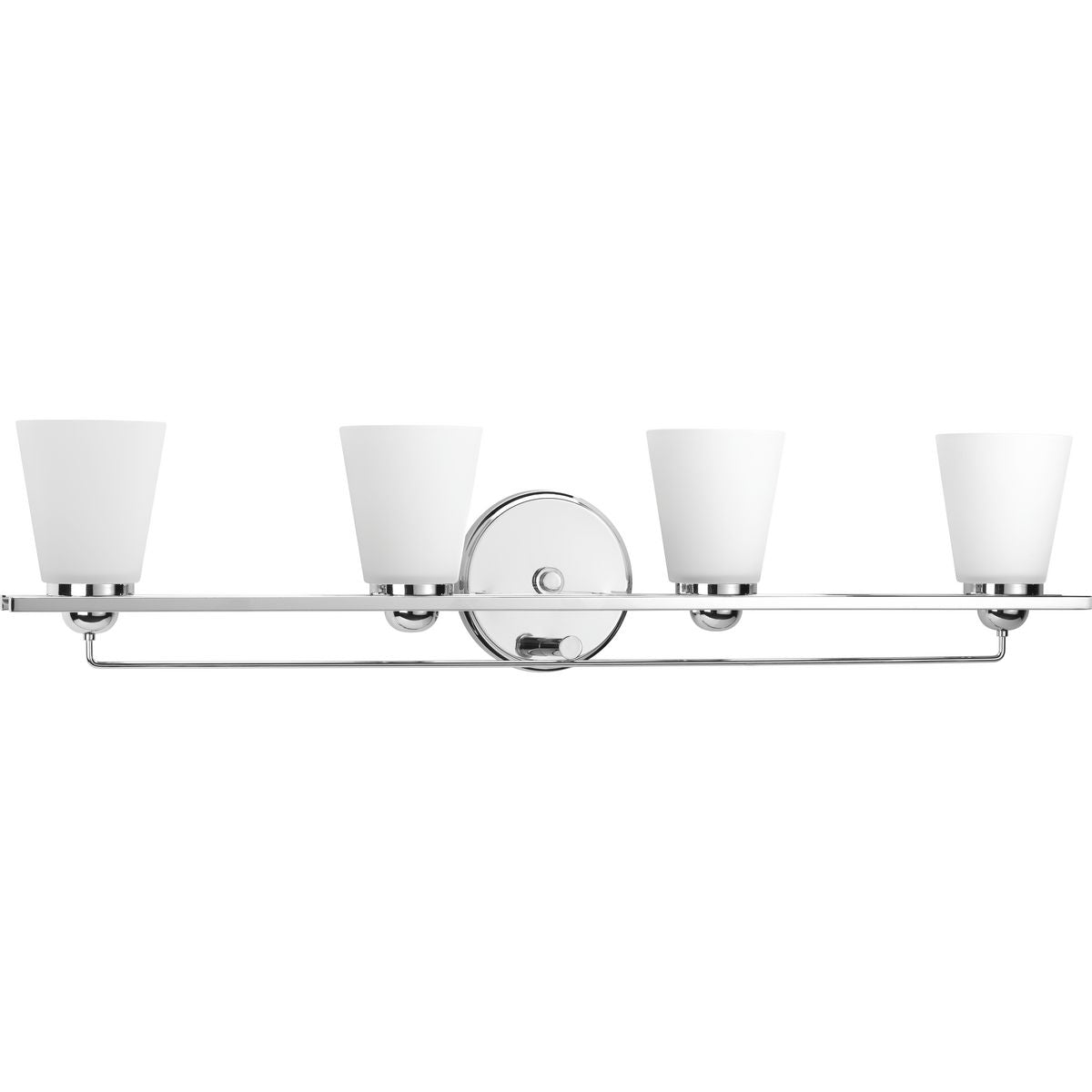 Progress Lighting P300003-015 Flight 4 Light Polished Chrome Bath Vanity Wall Light with etched glass shades