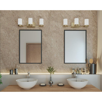 Progress Lighting P300022-109 Elevate 3 light brushed bronze bath vanity wall light in bathroom setting