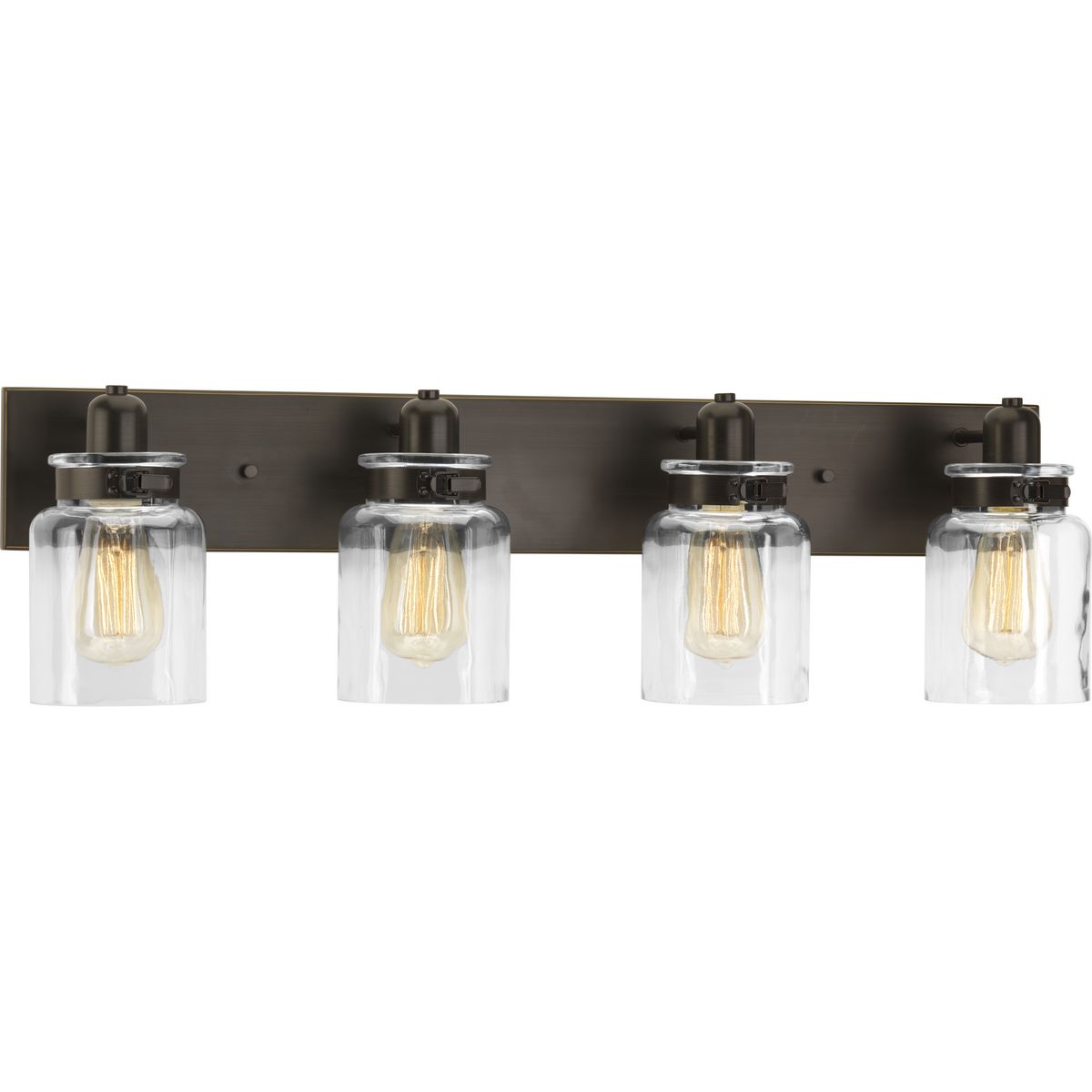 Progress Lighting Calhoun 4 light antique bronze bath vanity wall light with clear glass shades