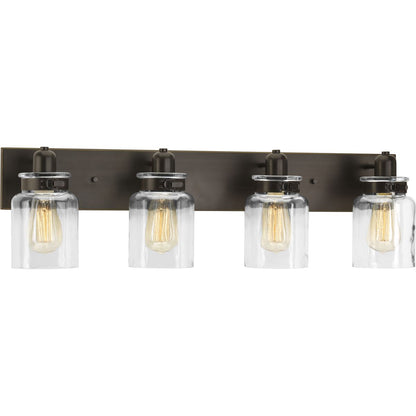 Progress Lighting Calhoun 4 light antique bronze bath vanity wall light with clear glass shades