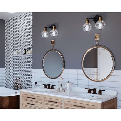 Progress Lighting Hansford 2 light antique bronze bath vanity wall light shown in a bathroom