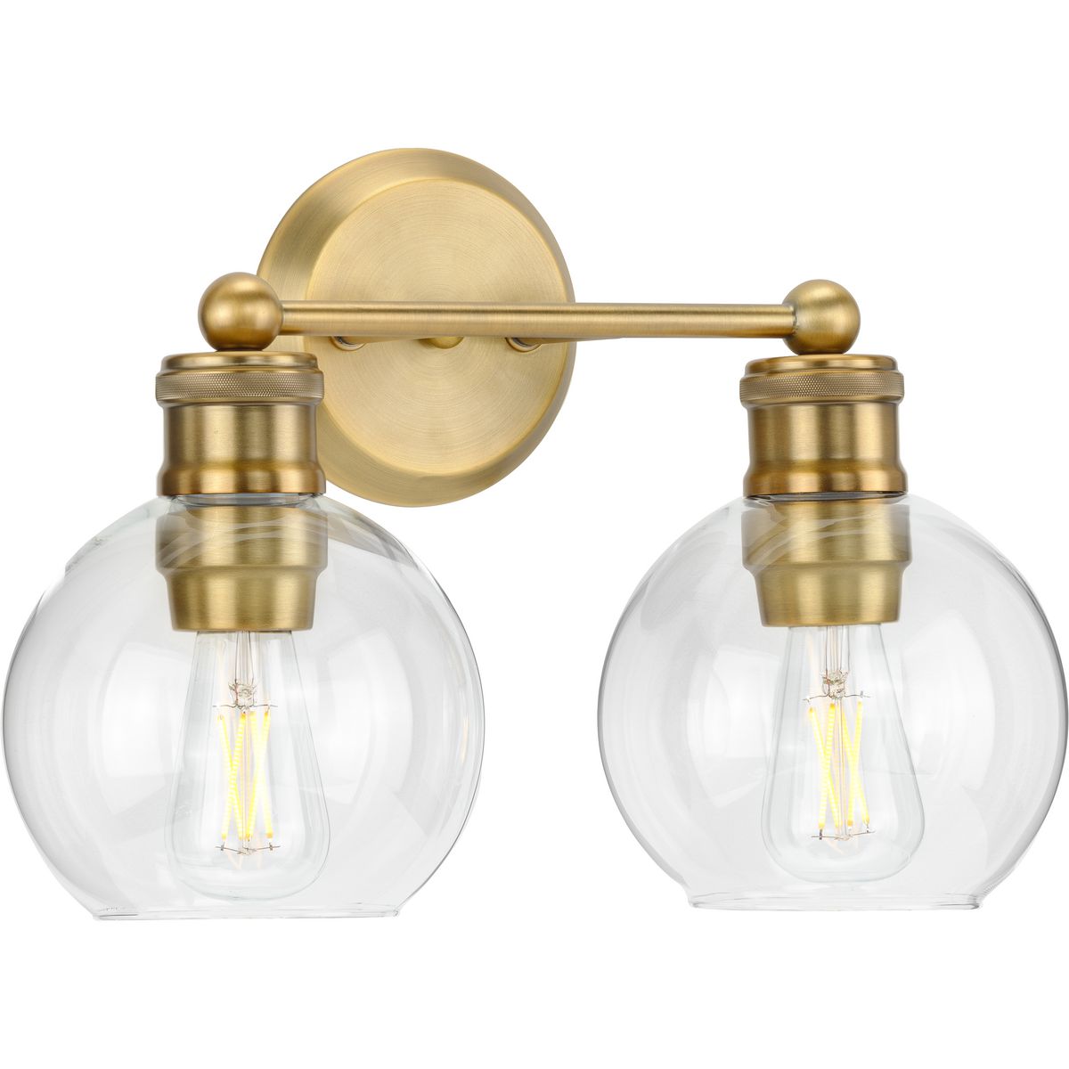 Progress Lighting Hansford 2 light vintage brass bath vanity wall light