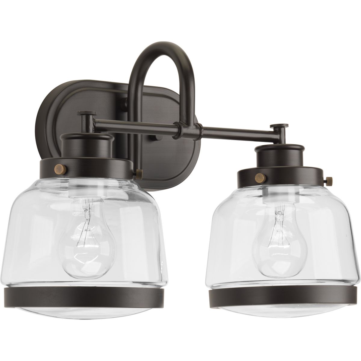 Progress Lighting P300081-020 Judson 2 light antique bronze bath vanity wall light with clear glass shades