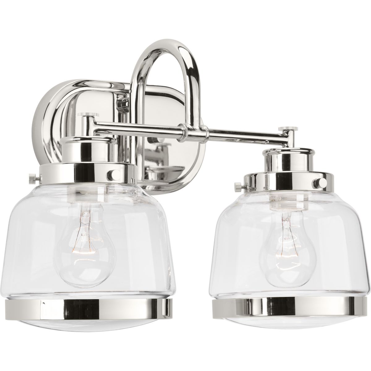 Progress Lighting P300081-104 Judson 2 Light Polished Nickel Bath Vanity Wall Light with Clear Glass Shades