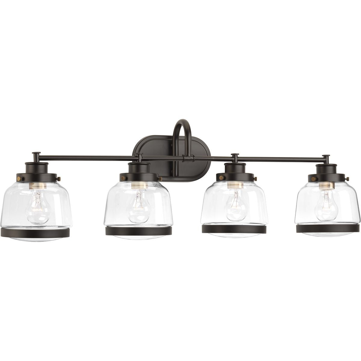 Progress Lighting Judson 4 light antique bronze bath vanity wall light with clear glass shades