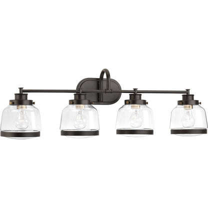 Progress Lighting Judson 4 light antique bronze bath vanity wall light with clear glass shades
