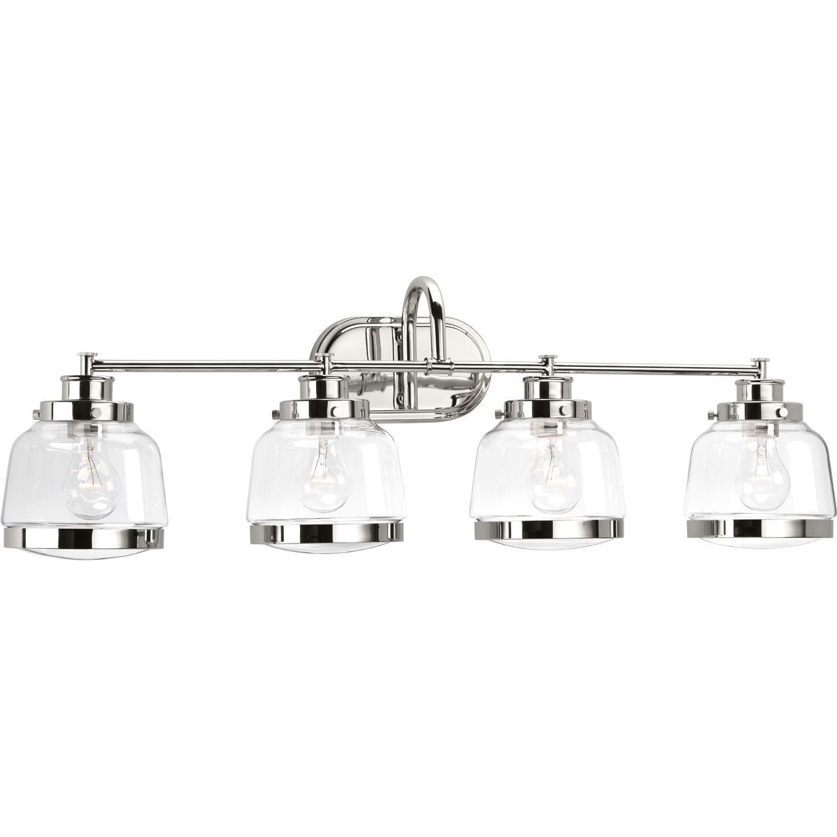 Progress Lighting P300083-104 Judson 4 light polished nickel bath vanity wall light with clear glass shades
