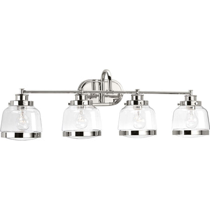 Progress Lighting P300083-104 Judson 4 light polished nickel bath vanity wall light with clear glass shades