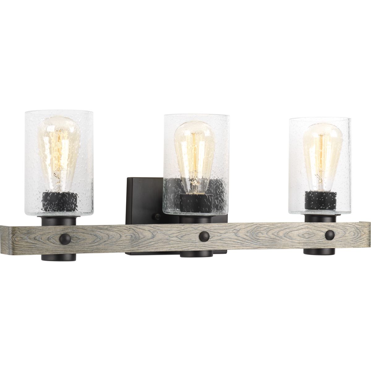 Progress Lighting Gulliver 3 light graphite bath vanity wall light with clear seeded glass