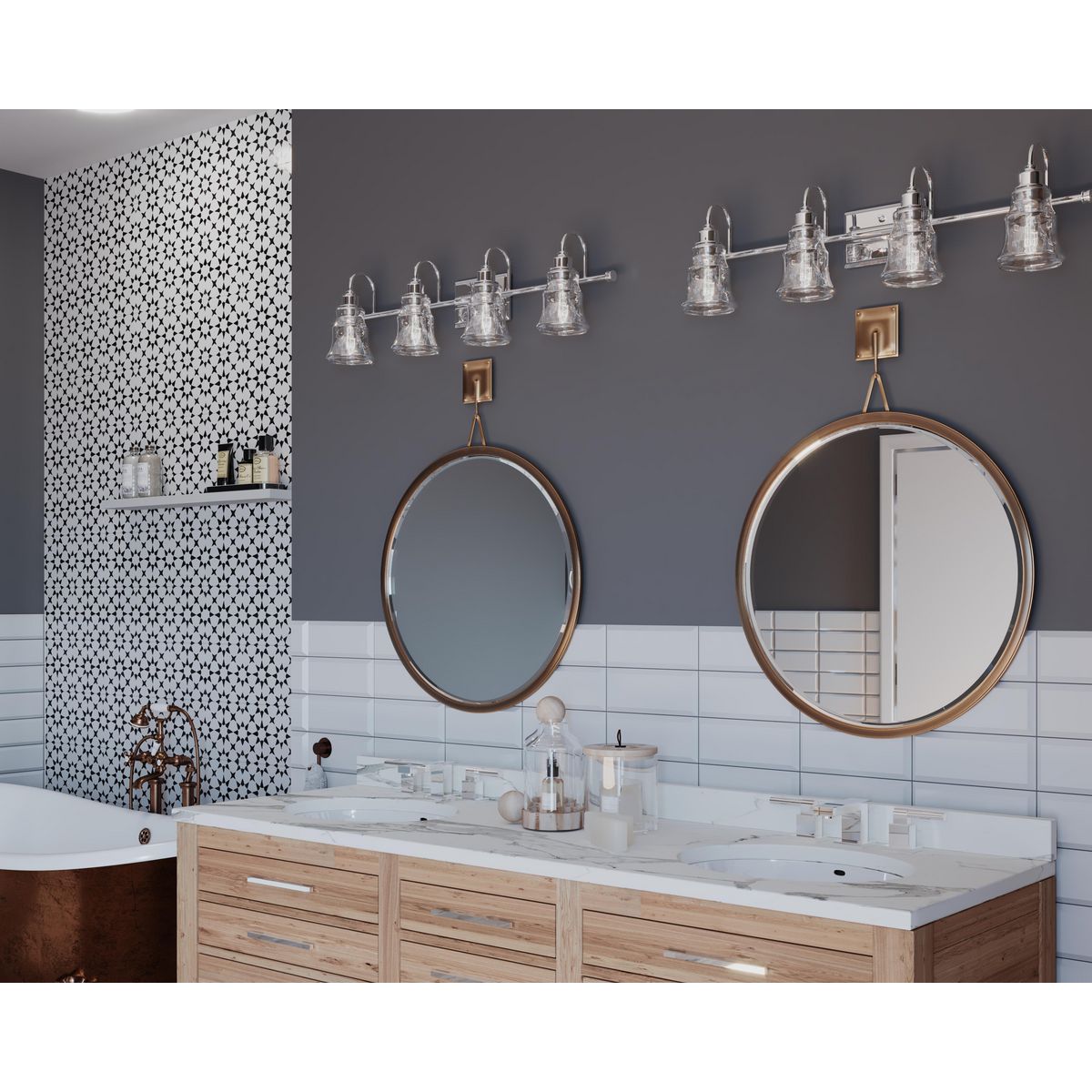 Progress Lighting P300140-015 Litchfield 4 Light Polished Chrome Bath Vanity Wall Light - Lifestyle Image