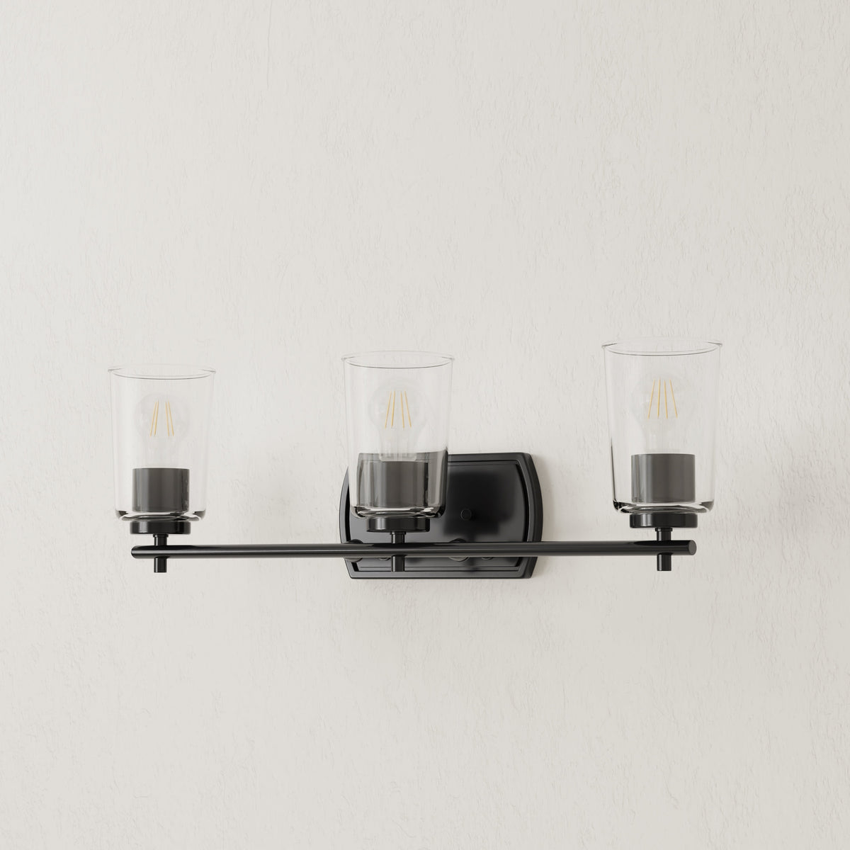 Progress Lighting Adley 3 light matte black bath vanity wall light unlit