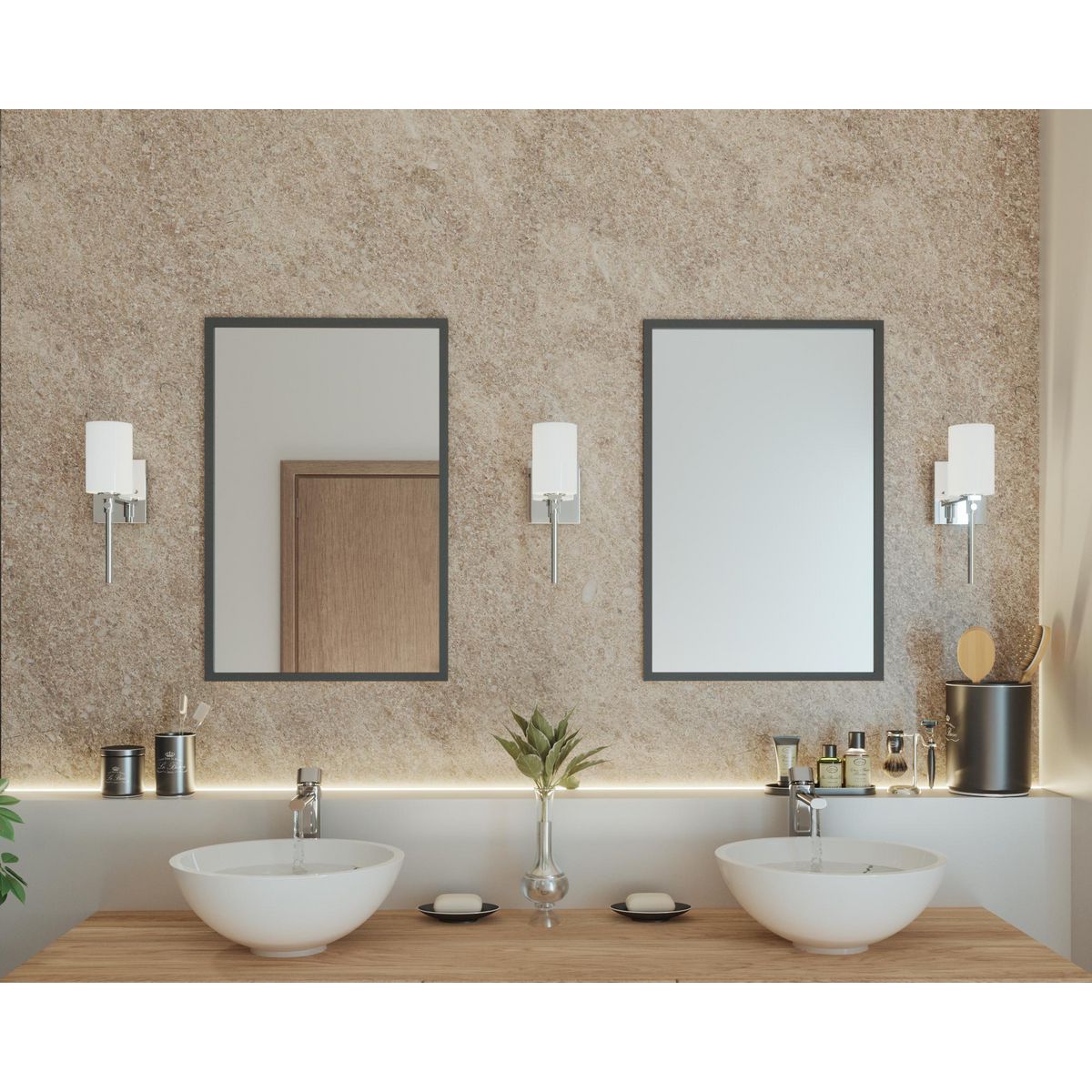Progress Lighting P300197-104 Lisbon bath vanity wall light in bathroom setting