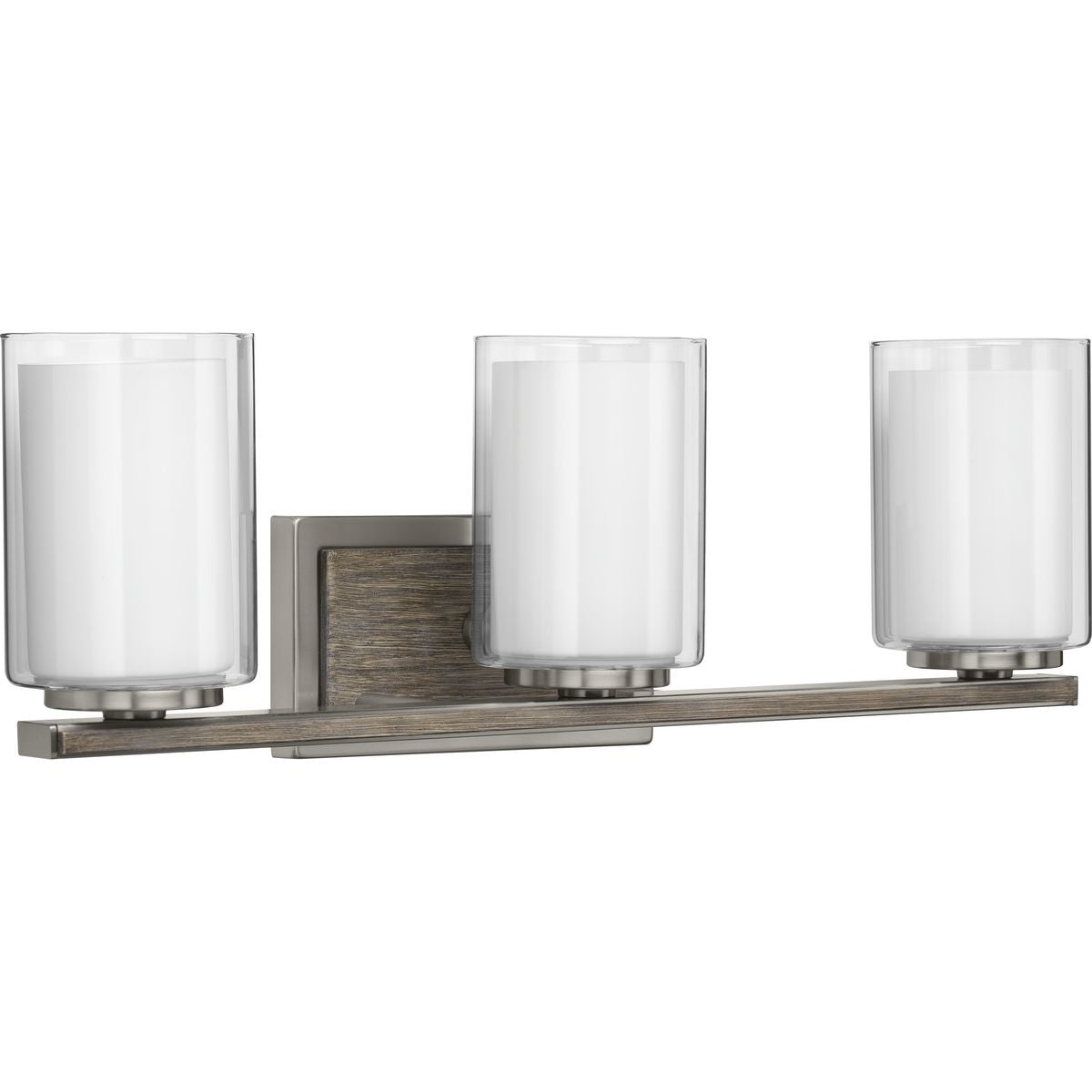 Progress Lighting P300217-009 Mast 3 Light Brushed Nickel Bath Vanity Wall Light with Clear Glass Shades