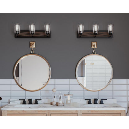 Progress Lighting Briarwood 3 light bath vanity wall lights in bathroom setting