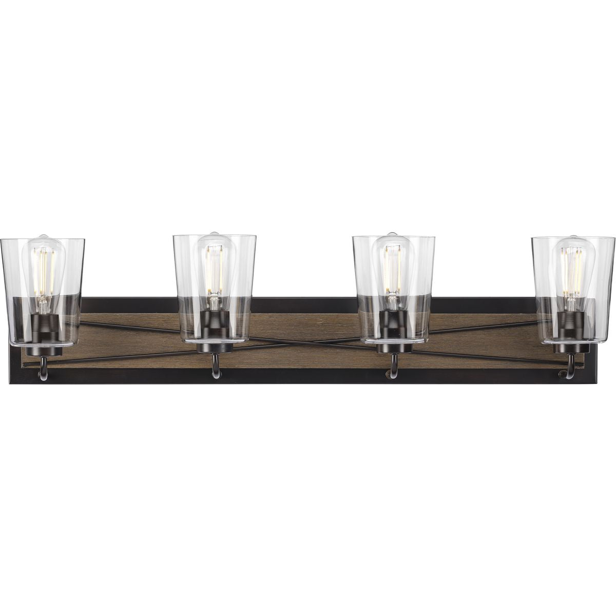 Progress Lighting Briarwood 4 light antique bronze bath vanity wall light with clear glass shades