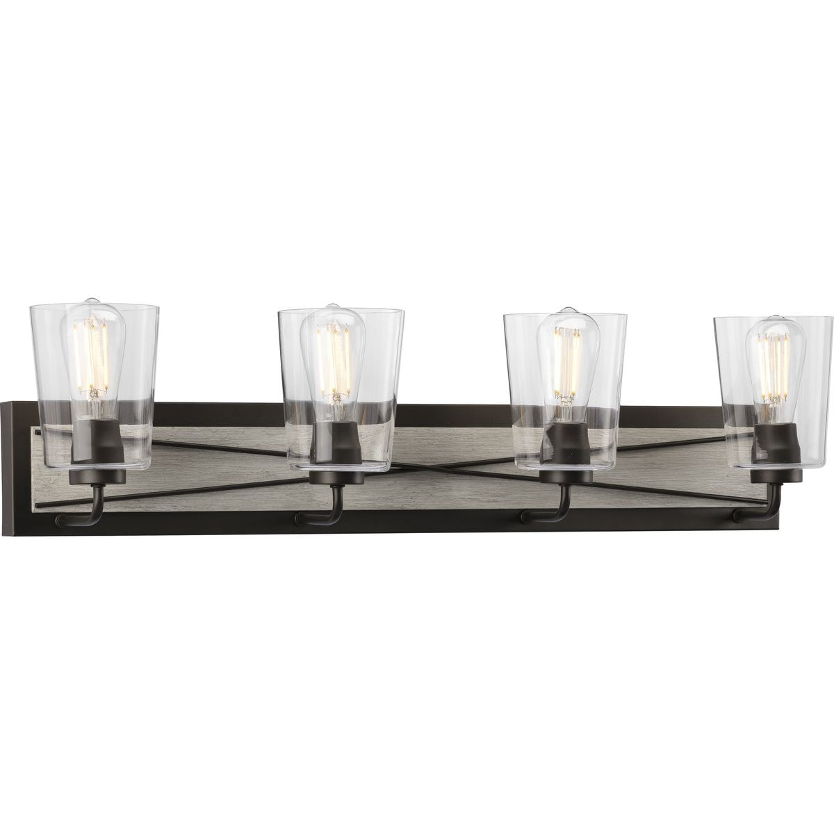 Progress Lighting P300232-143 Briarwood 4 light graphite bath vanity wall light with clear glass shades