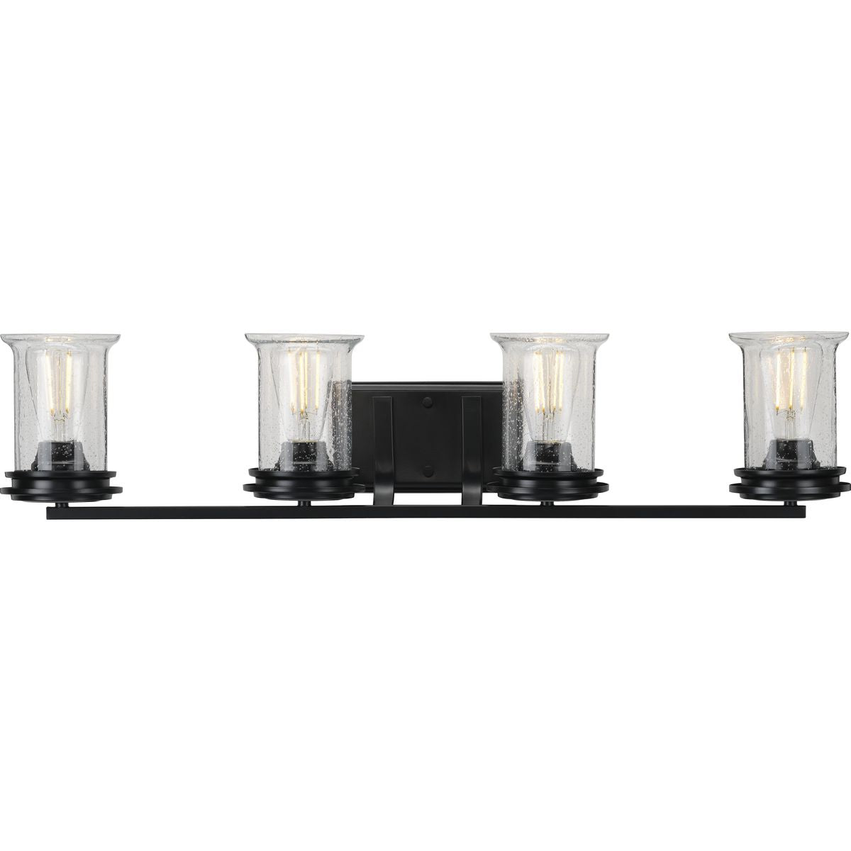Progress Lighting P300275-031 Winslett 4 light matte black bath vanity wall light with clear seeded glass