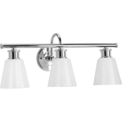 Progress Lighting Ashford 3 light polished chrome bath vanity wall light with opal glass shades