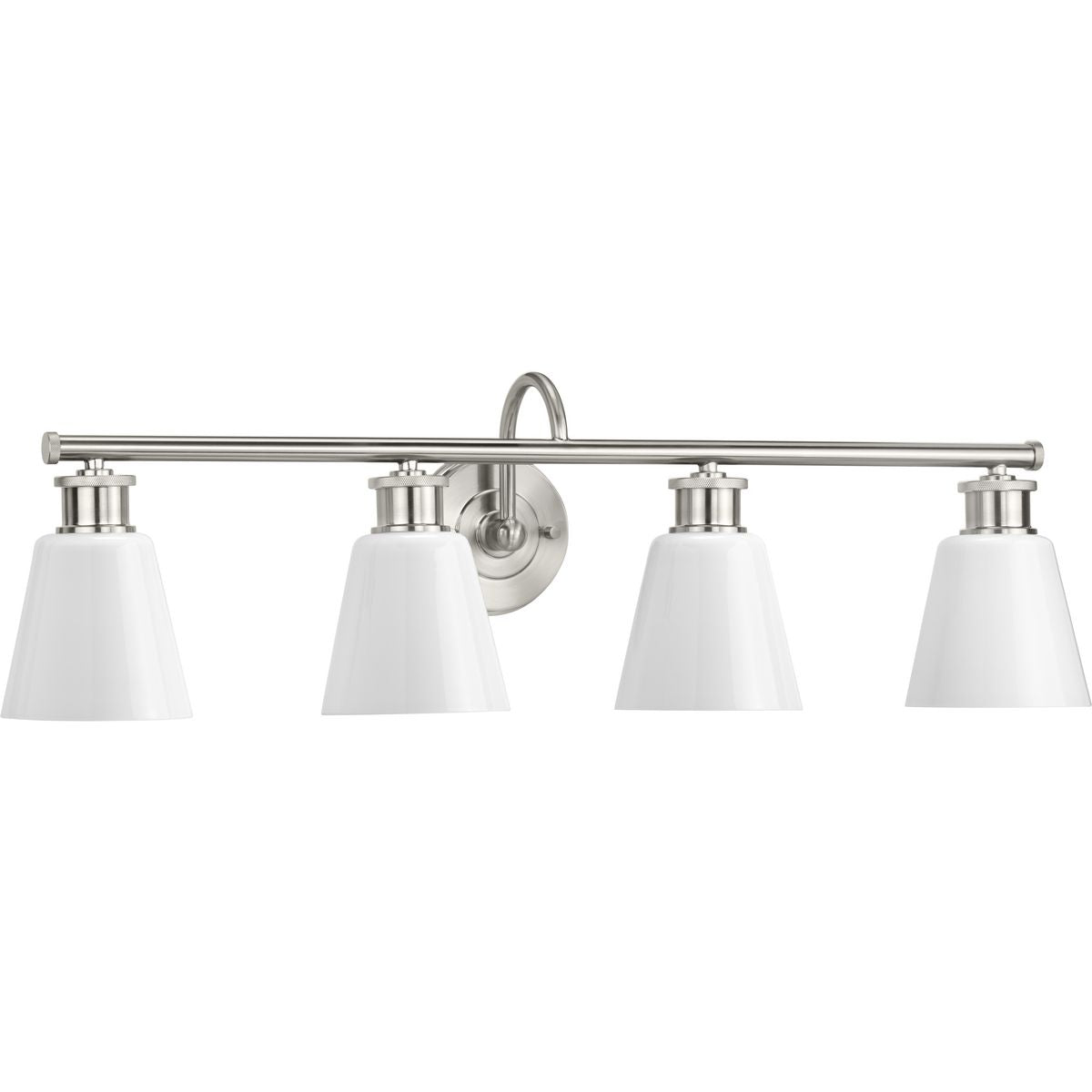 Progress Lighting Ashford 4 light brushed nickel bath vanity wall light with opal glass shades