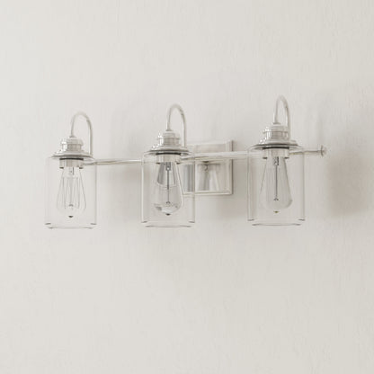 Progress Lighting P300322-009 Aiken 3 light brushed nickel bath vanity wall light, off
