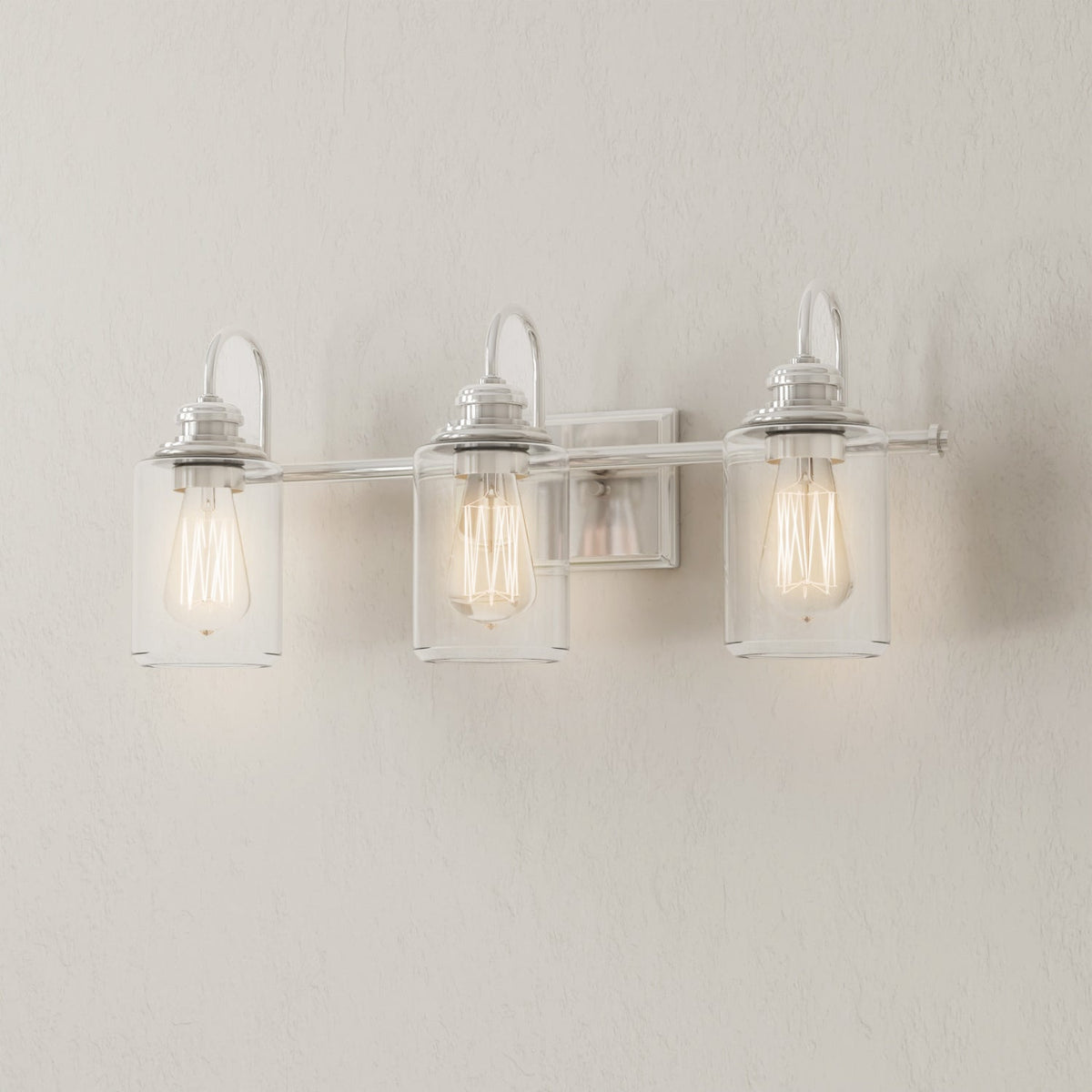 Progress Lighting P300322-009 Aiken 3 light brushed nickel bath vanity wall light, on