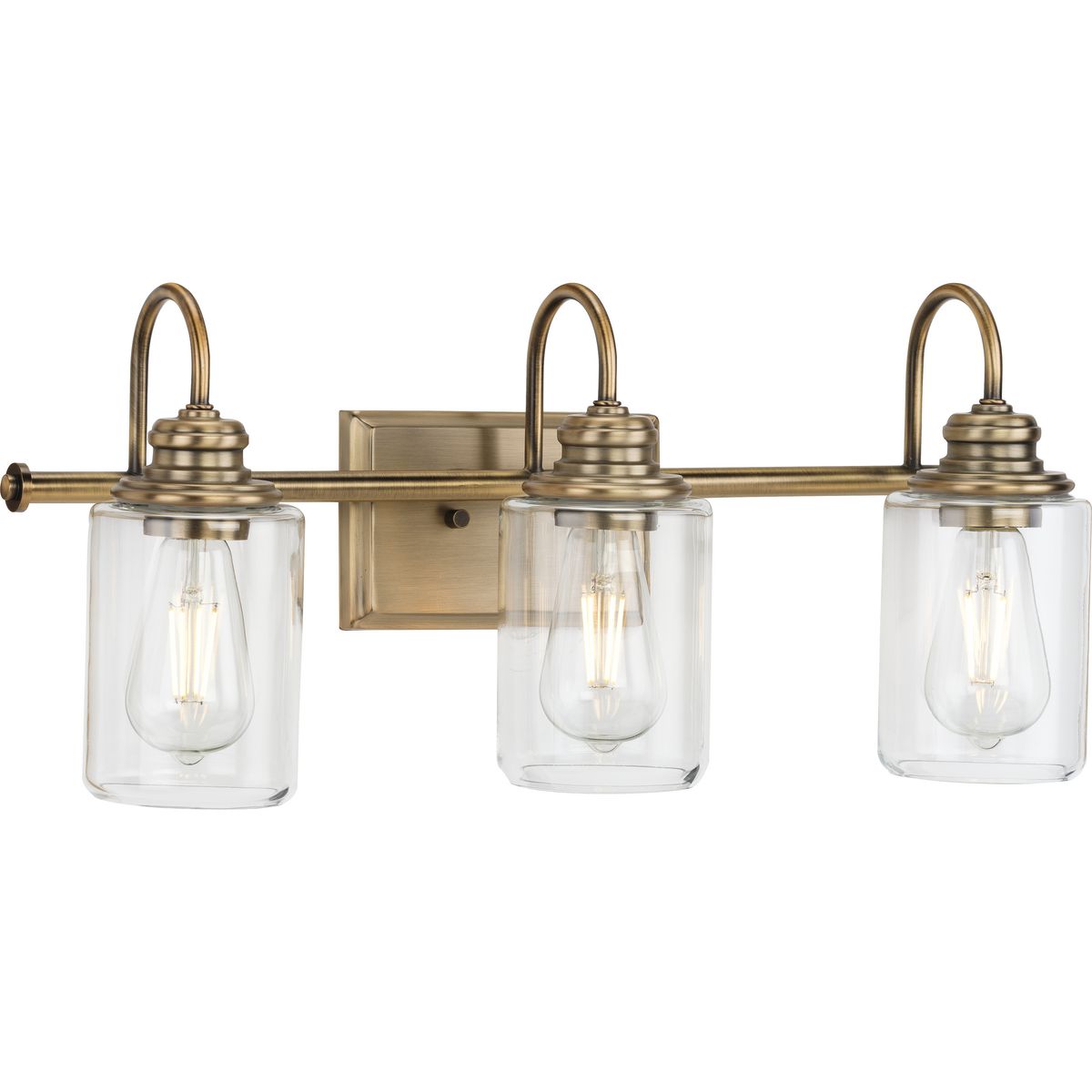 Progress Lighting Aiken 3 light bath vanity wall light in vintage brass