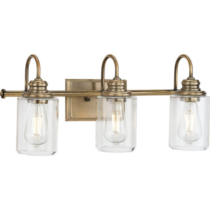Progress Lighting Aiken 3 light bath vanity wall light in vintage brass