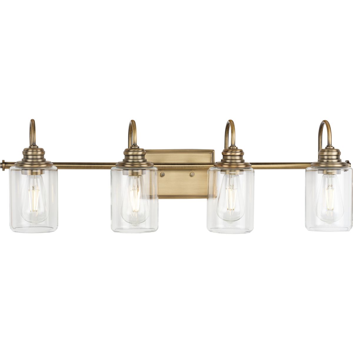 Progress Lighting Aiken 4 light vintage brass bath vanity wall light