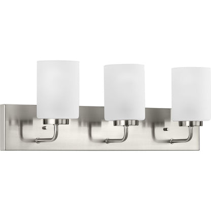 Progress Lighting Merry 3 light brushed nickel bath vanity wall light