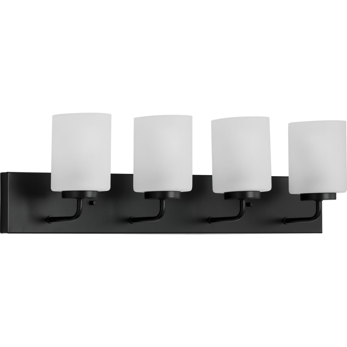 Progress Lighting Merry 4 light matte black bath vanity wall light with etched glass shades