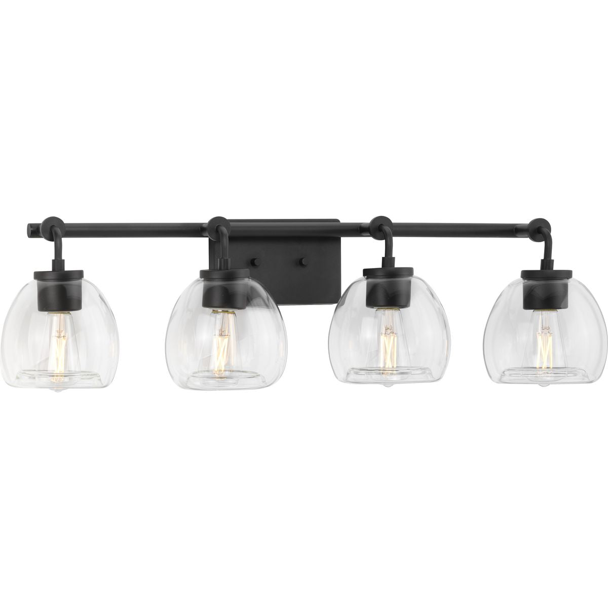Progress Lighting P300348-143 Caisson 4 light graphite bath vanity wall light with clear glass shades