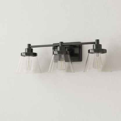 Progress Lighting Hinton 3 light matte black bath vanity wall light