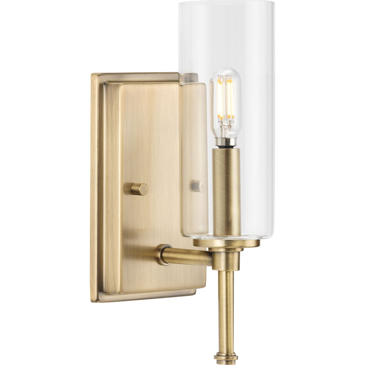 Progress Lighting Elara P300356-163 1 light vintage brass bath vanity wall light with clear glass shade