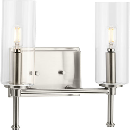 Progress Lighting Elara 2 light brushed nickel bath vanity wall light