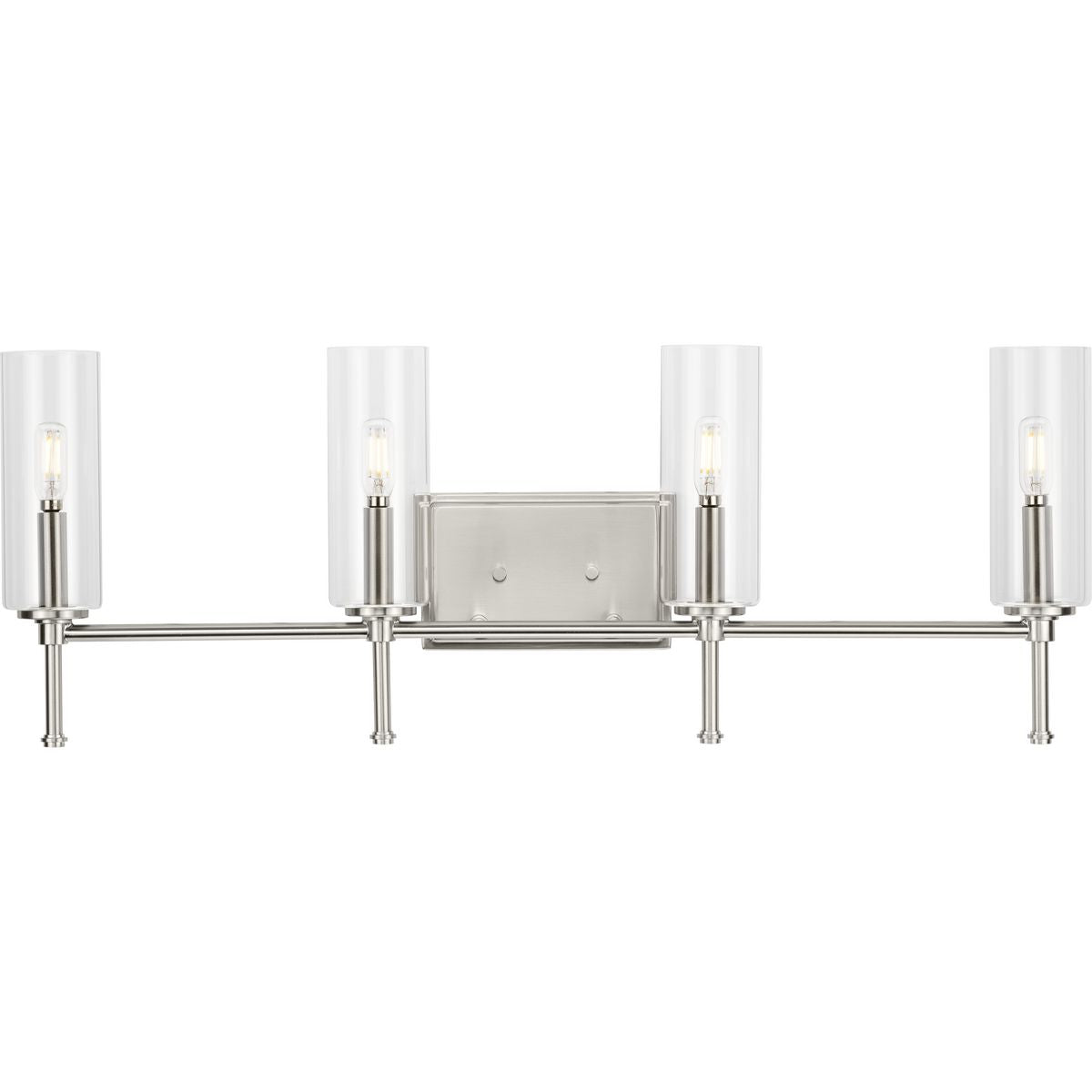 Progress Lighting Elara 4 light brushed nickel bath vanity wall light with clear glass shades