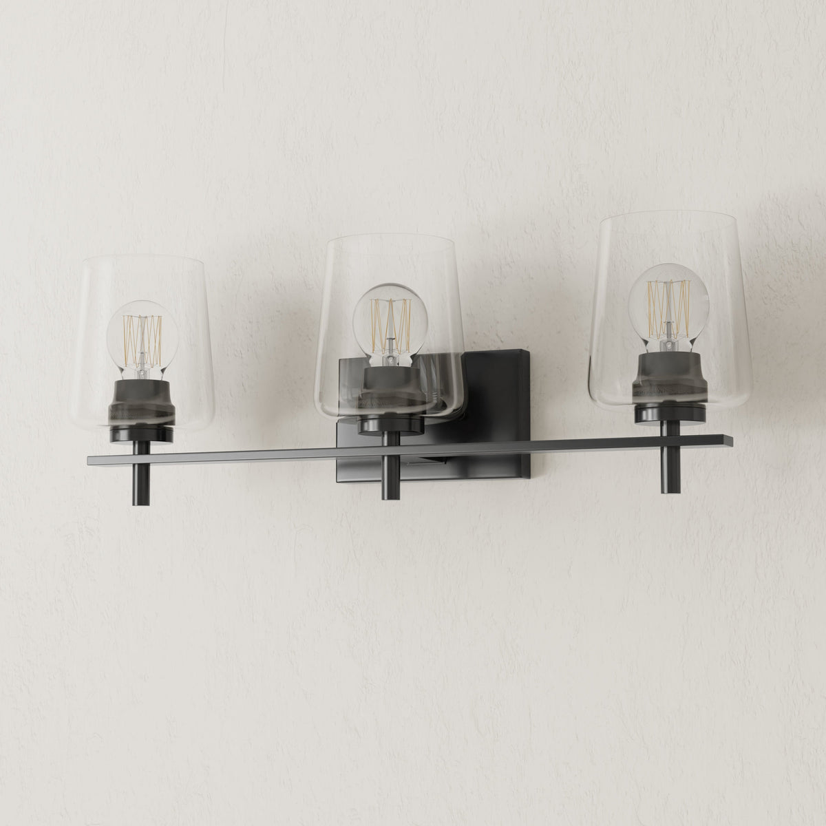 Progress Lighting Calais 3 light matte black bath vanity wall light