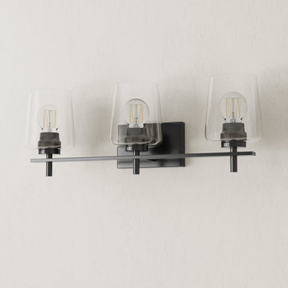 Progress Lighting Calais 3 light matte black bath vanity wall light