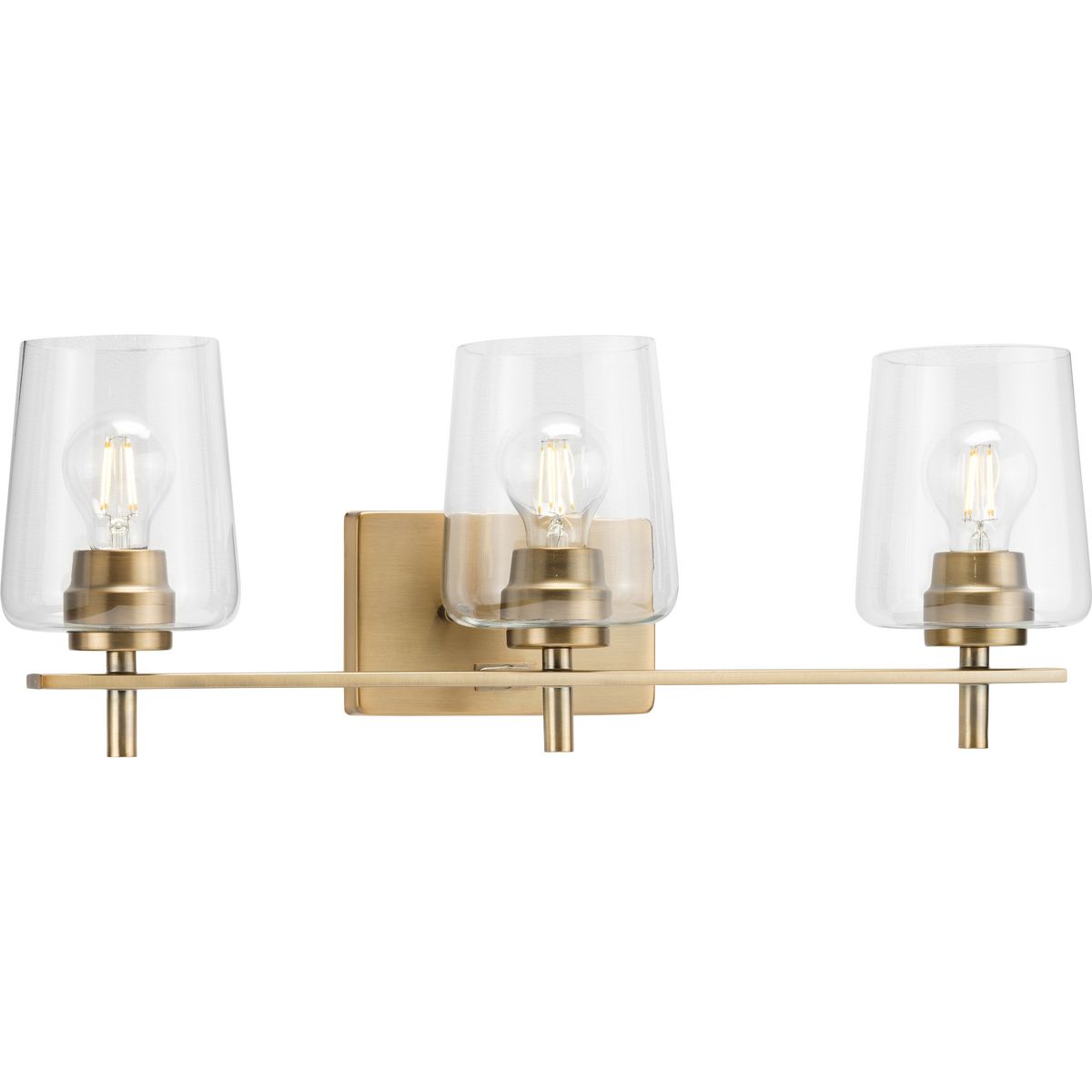 Progress Lighting Calais 3 light vintage brass bath vanity wall light