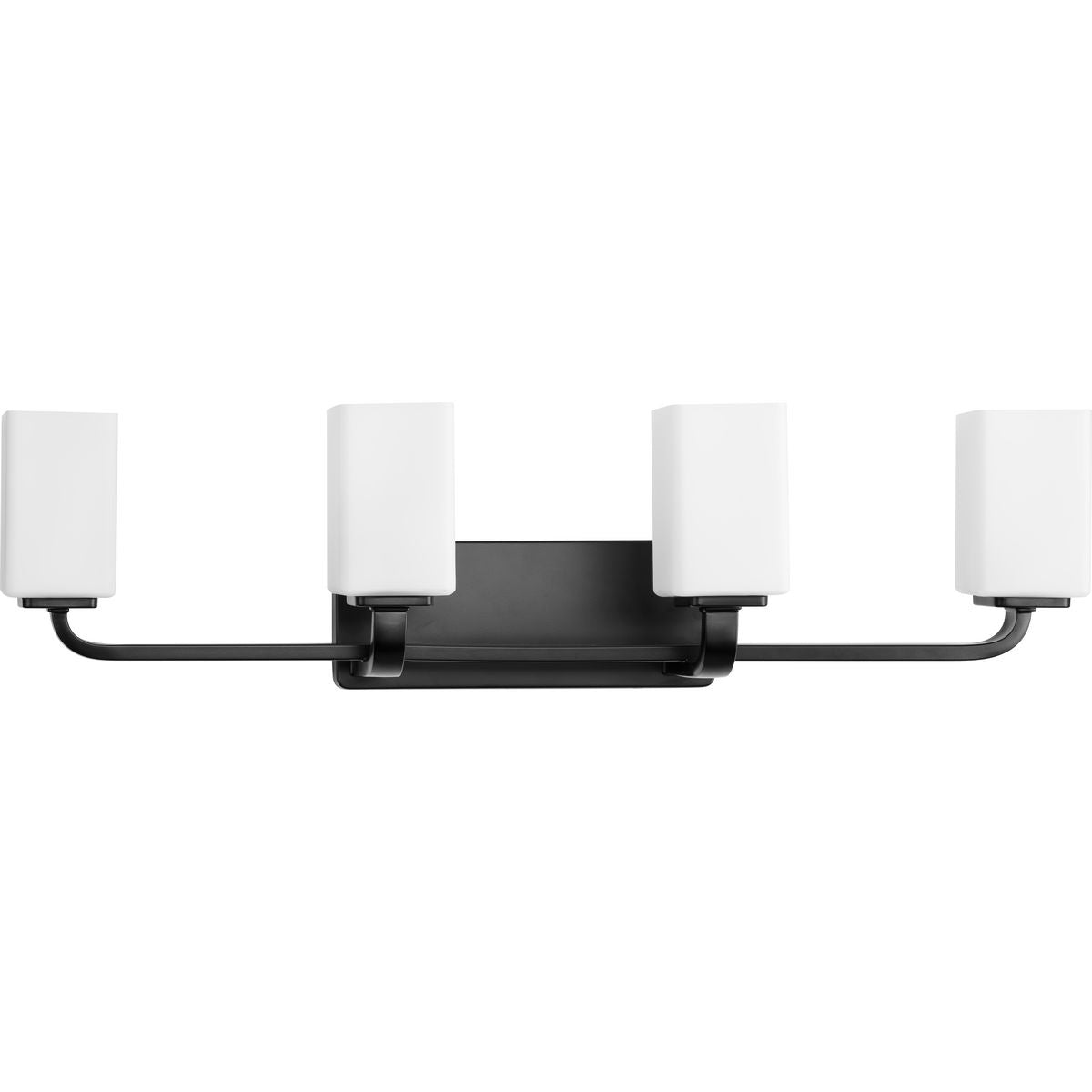 Progress Lighting P300371-31M Cowan 4 Light Matte Black Bath Vanity Wall Light with Etched Opal Glass Shades