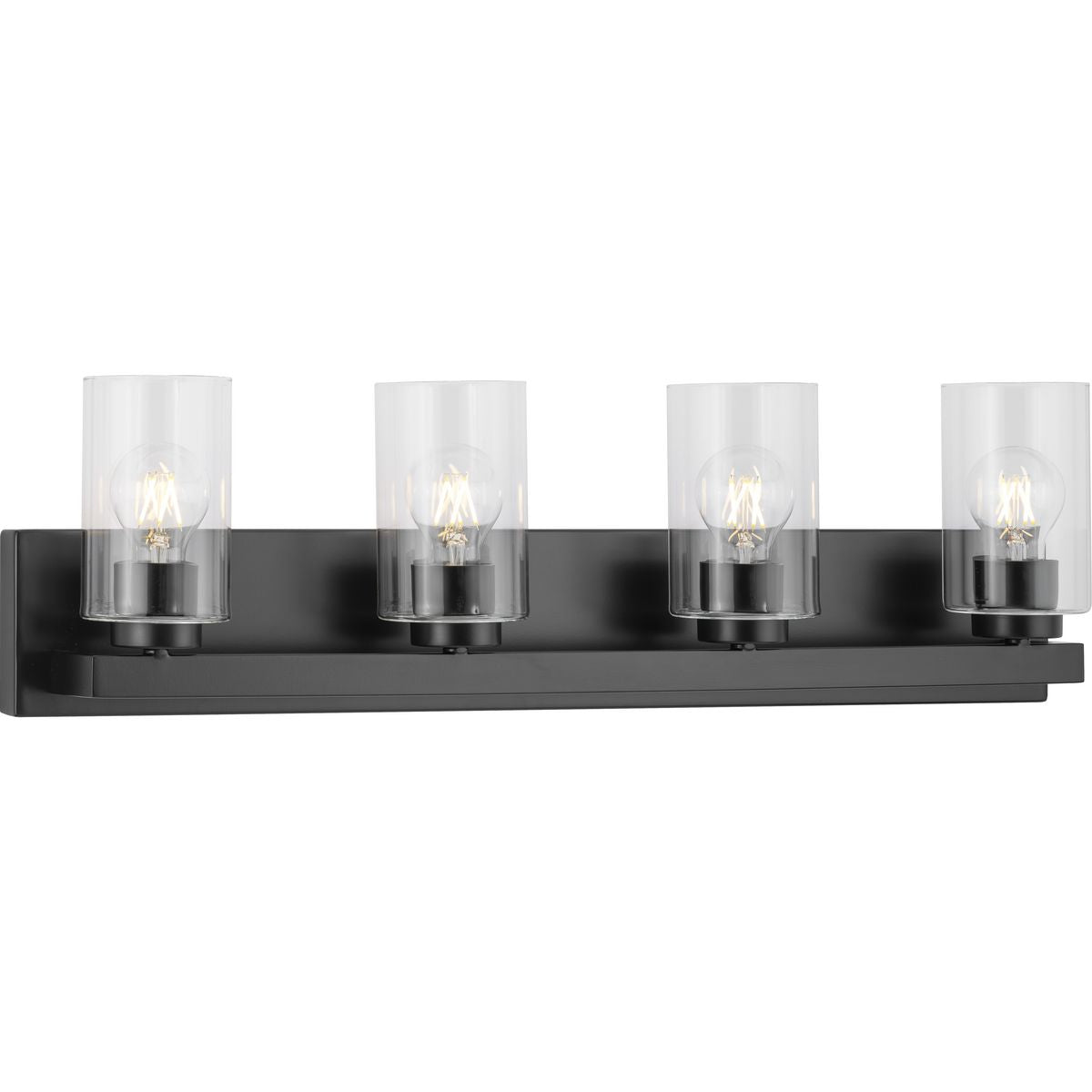 Progress Lighting Goodwin 4 light matte black bath vanity wall light with clear glass