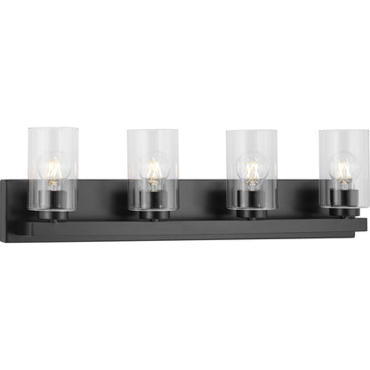 Progress Lighting Goodwin 4 light matte black bath vanity wall light with clear glass