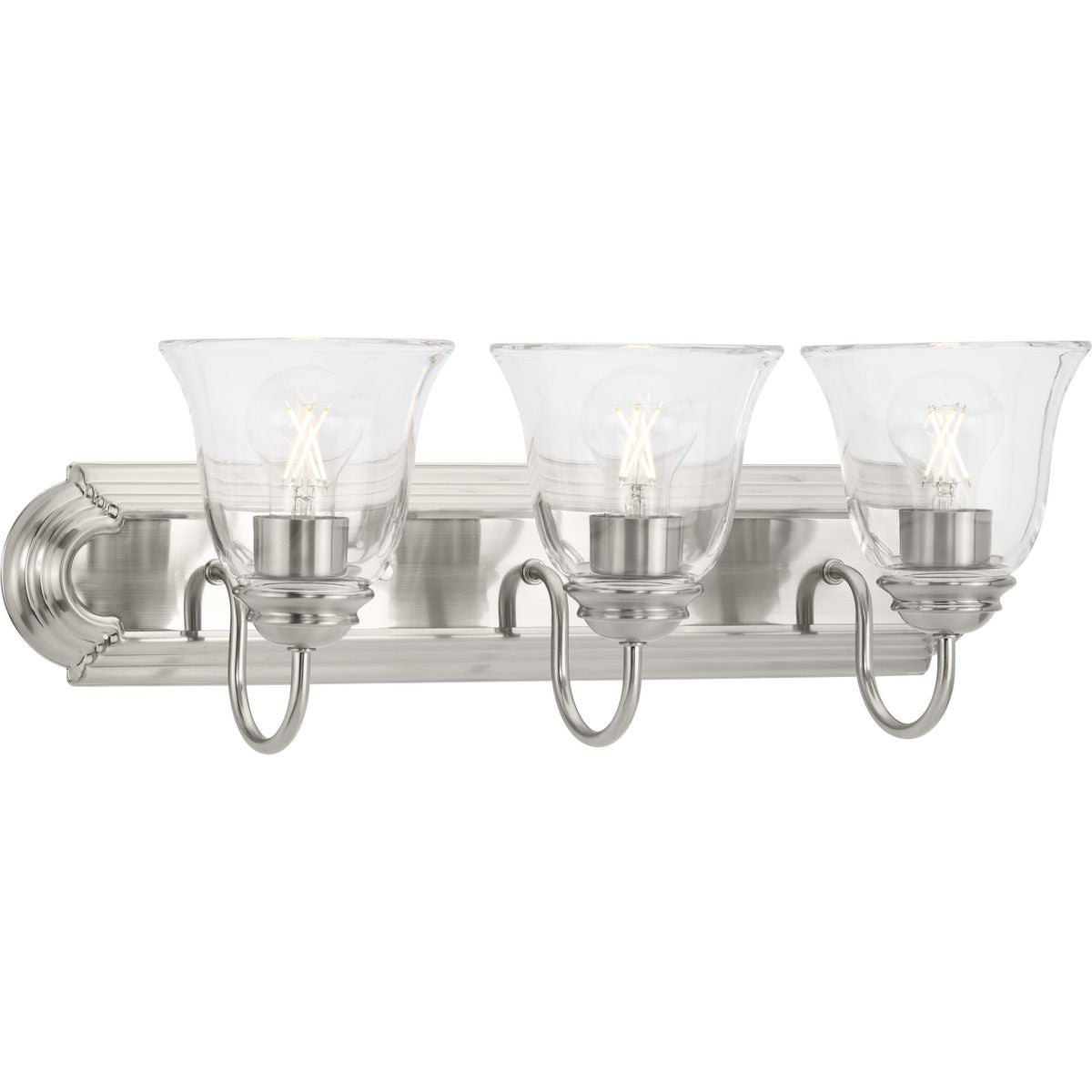 Progress Lighting P300391-009 three light brushed nickel bath vanity wall light