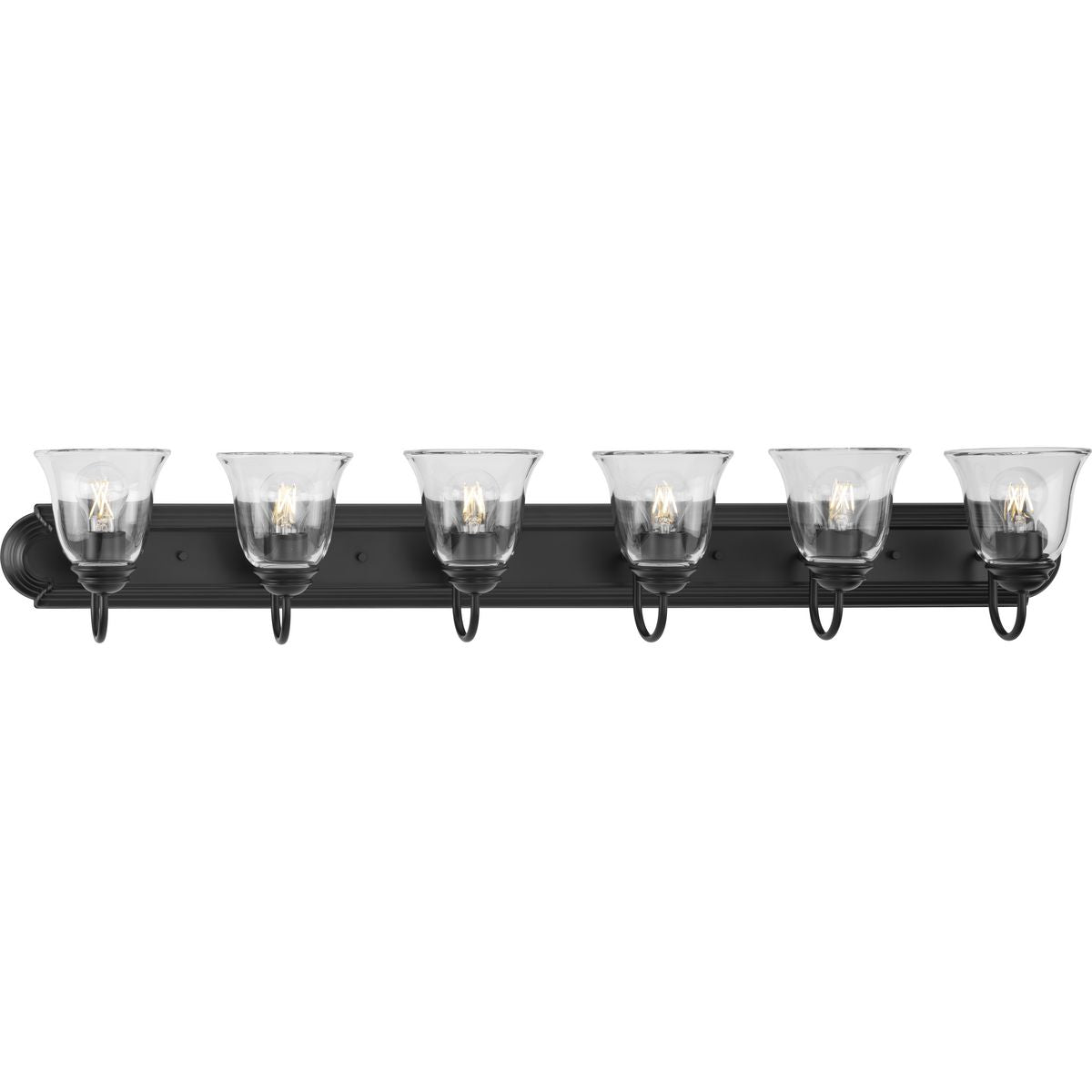 Progress Lighting P300394-31M 6 light matte black bath vanity wall light with clear glass
